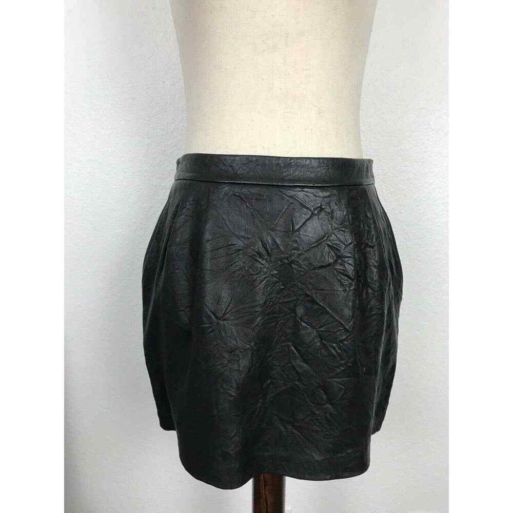 L'Agence Mini Skirt Lambskin Leather Pleated